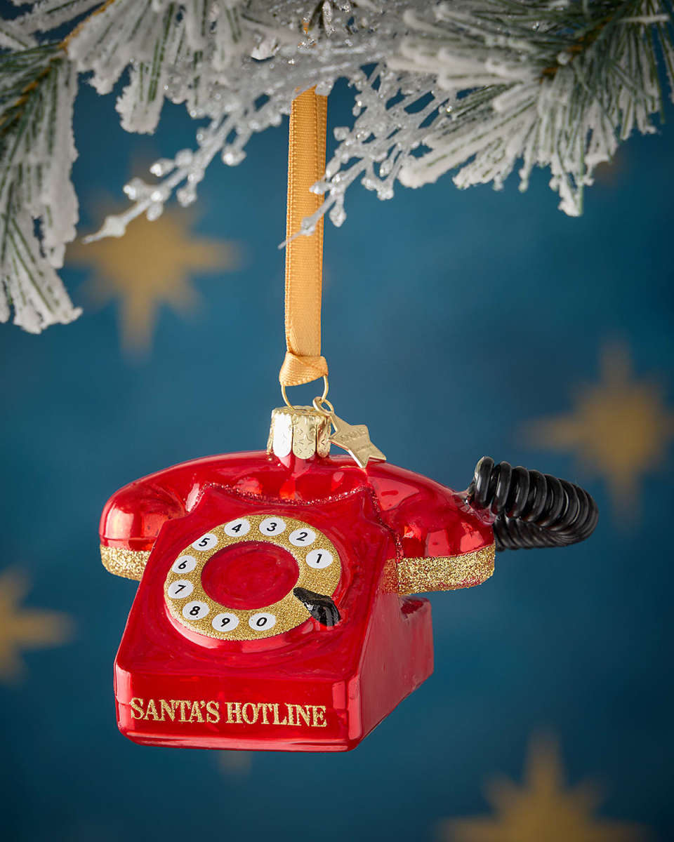 Opal Red Santa's Hotline Telephone Christmas Ornament